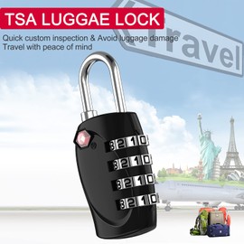 ZHEGE TSA Approved Locks, Suitcase Lock, 4 Digit Luggage Combination Lock Resettable for Backpack, Briefcase, Tent, Small Gym Locker Padlock (Black)