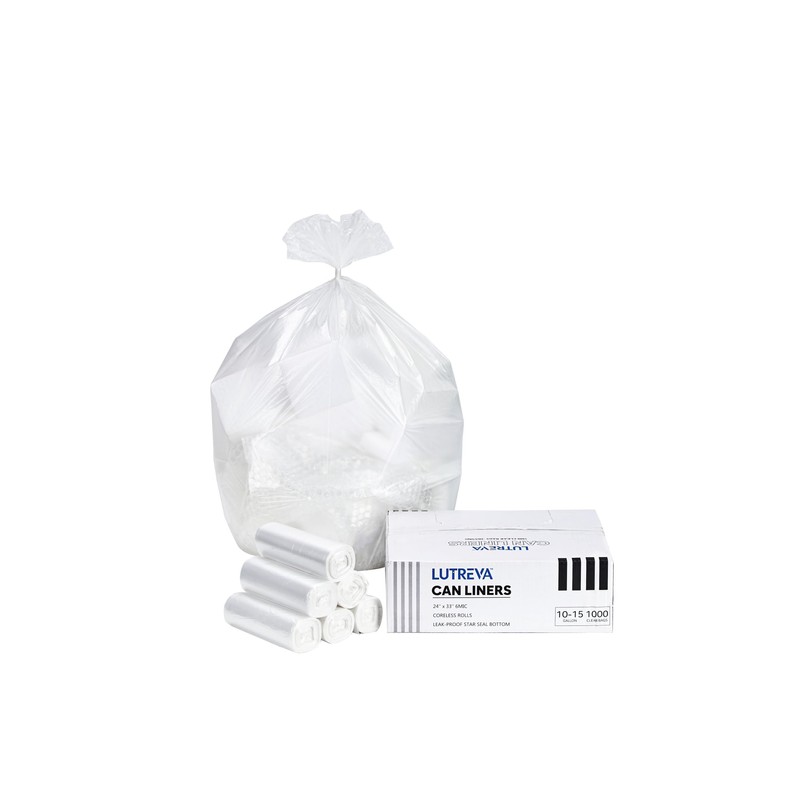 Clear Trash Can Liners 10-15 Gallon Garbage Bags 24'' x