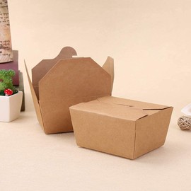 50 Pcs Kraft Paper Disposable Carry Containers 1400ML Takeaway Box Biodegradable Hot and Cold Take Out Food Container Leak Proof Design for Lunch, Party Leftovers, and Gift Boxes