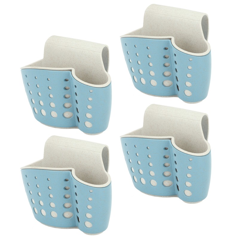4Pcs Sink Sponge Holder PP 2 Layer Adjustable Strap Soap