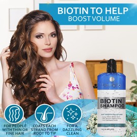 Biotin Shampoo for Thicker Stronger Hair - Volumizing & Thickening Shampoo for Men and Women - Sulfate Free, Salon Grade Formula to Boost Volume for Fine and Thinning Hair - Ideal for All Hair Types