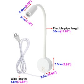BRILLRAYDO 3W LED Light Picture Lamp Fixture Flexible Pipe with Button Plug-in White Finish Warm White