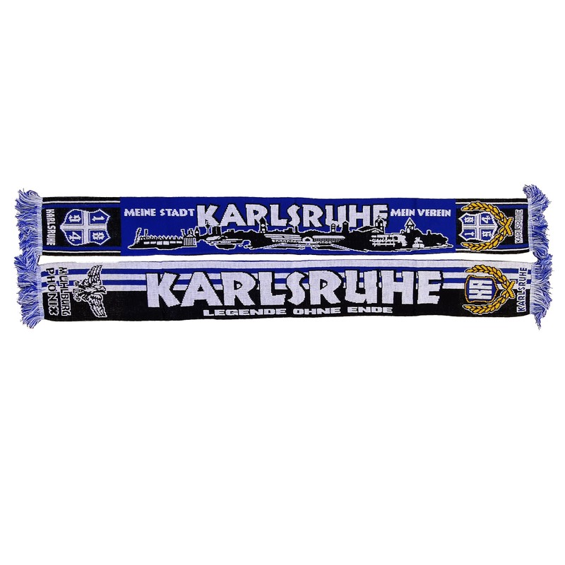 Generisch Karlsruhe Skyline Knitted Scarf, Blue, White, Black