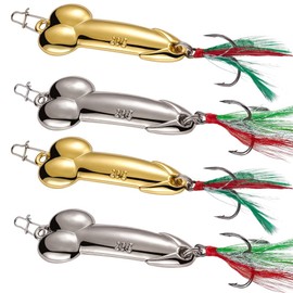 Blueshyhall 4 Pieces Gold Silver Metal Bait Fishing with Spring, Bait with Hook and Spring, Bait Fishing Sea Set, Metal Sequin Fishing Lures in Freshwater and Saltwater (20g)