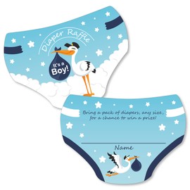 Big Dot of Happiness Boy Special Delivery - Diaper Shaped Raffle Ticket Inserts - It’s A Boy Stork Baby Shower Activities - Diaper Raffle Game - Set of 24
