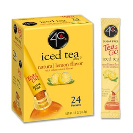 4C Powder Drink Mix Packets, Lemon Tea 1 Pack, 24 Count, Singles Stix On the Go, Refreshing Sugar Free Water Flavorings