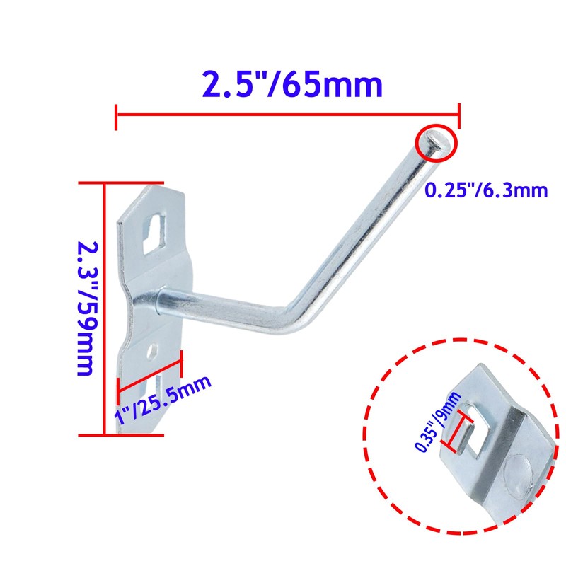 Rannb Pegboard Hooks 3/8" Square Hole Peg Hooks Heavy Duty
