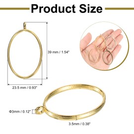 sourcing map 60Pcs Alloy Open Bezel Pendants, Ellipse Hollow Frame Pendant Geometric Open Back Frame Pendant for Resin Jewelry Making Earrings Necklace Bracelet DIY, Gold Tone
