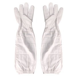 Andux 1 Pair Professional Beekeeping Gloves Long Sleeve Protective Gloves YFST-01 (Beige) (L)
