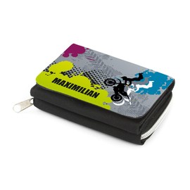 Striefchen® Children's Wallet with Name, Motocross, Black, black