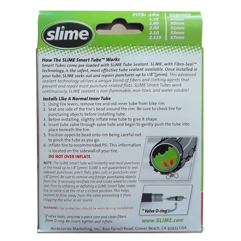 Slime Smart Tube Self Healing 26" x 1.75-2.125 Schrader Inner