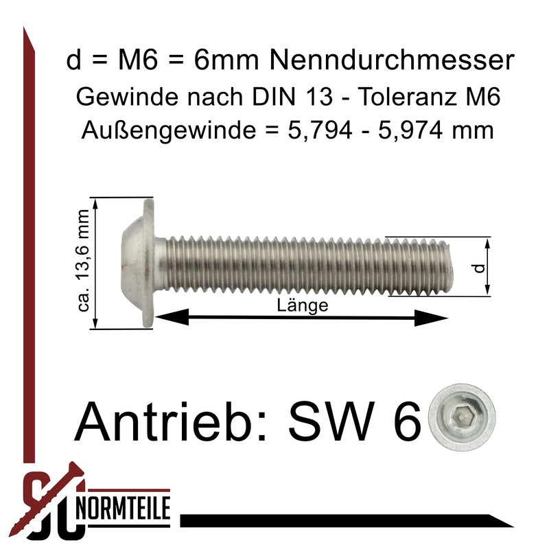 SC7380-2 Rounded Head Screws with Flange and Hexagon Socket (ISK)