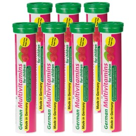 German Multivitamin Für Kinder Brausetabletten 140 Stk. - Süßer Himbeergeschmack, Vegan, Zuckerfrei - Vitamin C, E, B1, B2, B6, B12, Folsäure, Niacin – T&D Pharma – Made in Germany