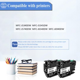 SHUOLEI LC422XL Printer Cartridges Compatible with Brother LC-422XL LC-422 Cartridges Multipack High Capacity for MFC-J5340DW MFC-J5345DW MFC-J5740DW MFC-J6540DW MFC-J6940DW (2 Pack, 2 Black)