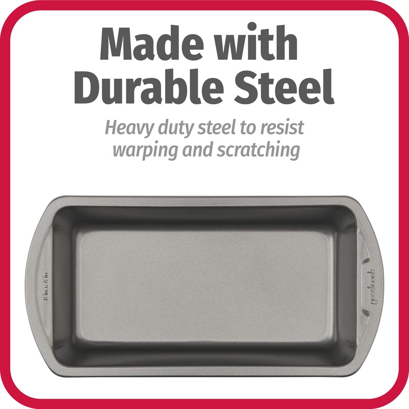 GoodCook Nonstick Loaf Pan 8 x 4-Inch Heavy-Duty Steel Bakeware