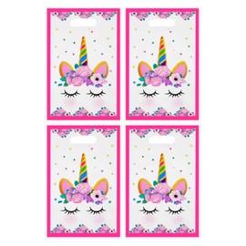 Agaommio 40pcs Unicorn Goodies Bags Party Favor Christmas Gift Bag Plastic Gift Treat Goodie Bags with Handles, Small Pink Candy Bags for Girls Birthday Theme Party Supplies Return Gifts (16 * 24cm)