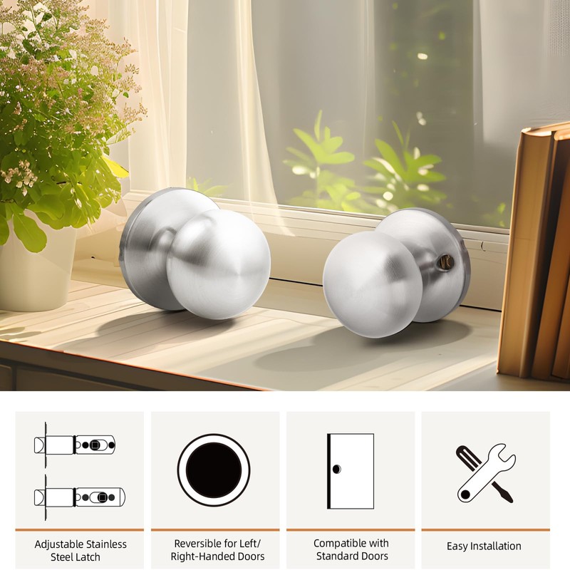 GOBEKOR 8 Pack Passage Door Knobs for Closet Door Knobs