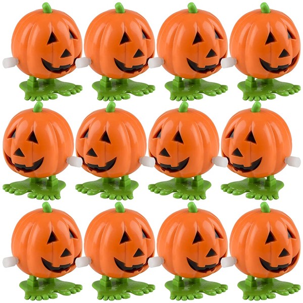 ArtCreativity Wind Up Pumpkin Halloween Toys, Set of 12, Halloween Gifts for Kids and Adults, Non-Candy Halloween Treats and Goodie Bag Fillers, For Hours of Fun and Active Play