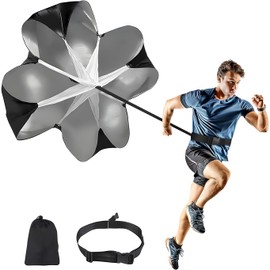 Resistance Parachute Running Speed Parachute Speed with Adjustable Strap, Speed Drills Training Parachute for Speed Training and Strength Training.(Black + Silver