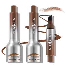 2 Pcs Liquid Eyebrow Brush, Brow-Fection Angled Brush & Dip Liquid Eyebrow Gel, Multi-Functional Pressed Wild Eyebrow Pencil, Long Lasting and Waterproof Brow Pen Quick Drying (2# Auburn)