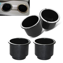 GRANDI 4 PCS Cup Drink Holder Insert, Plastic Boat Cup Holders, Large Capacity Cup Base Decoration, Universal Cup Holder Replacement Accessories for Most Vehicles (Black)