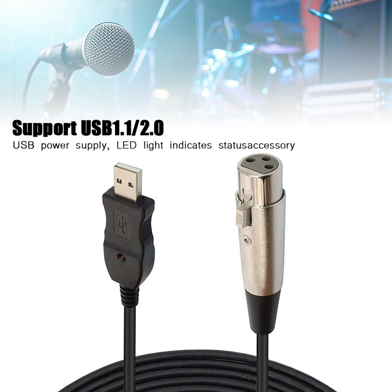 Microphone Link Adapter Cord XLR Female to USB MIC Link