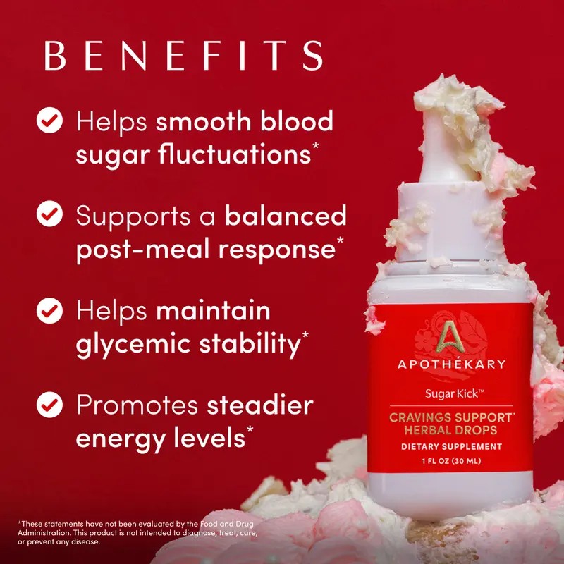 Sugar Cravings Support Herbal Liquid Drops, Plant Based Formula, Alcohol