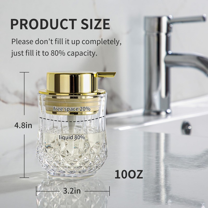Glass Soap Dispenser,Bathroom Hand Liquid Soap Dispensers,Refillable Dish Soap Dispenser
