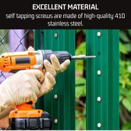 Bolt Dropper M4.2 x 25mm Stainless Self-Drilling Hex Washer Head Screws - Pack of 100 - Self Tapping Screws Metal for Ventilation Pipes, Fans, and Metal Rails - 410 Stainless Steel