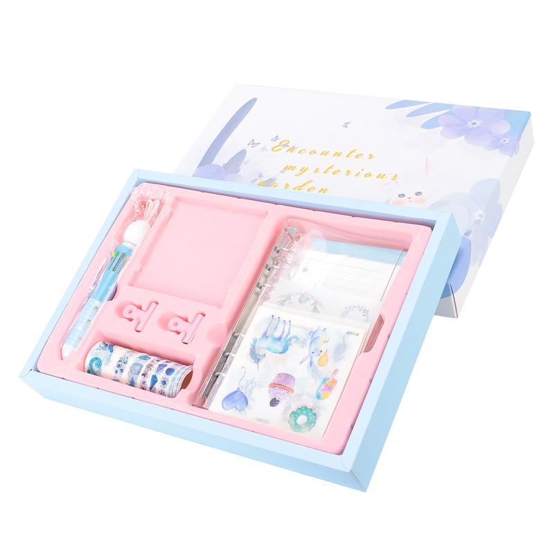 Notebook Set Checkered Girl's Heart Cute Thick Journal Gift Box