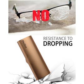 Philley Aluminum Ultra-Light Eyeglass Case Hard Shell Nearsighted Glasses Case for Women & Men(Gold)