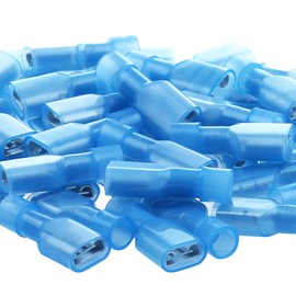 AIRIC UL Listed Blue Female Spade Connector 16-14 AWG, 100 Pcs Nylon Electrical Crimps Terminal Connectors for Speaker Auto Stereo Wiring Connect Quick Disconnect Crimp Terminals for 16,14 Gauge Wire