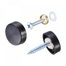 sourcing map Pack of 4 Screws 16 mm / 0.63 Inches Decorative Brushed Cover Cap for Sign Advertising Black