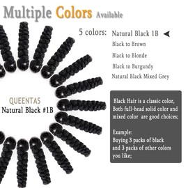 QUEENTAS 6 Packs 10inches Small Toni Curl Carrie Curl(8mm) Crochet Hair for Black Women Short Black Curly Crochet Synthetic Hair Extensions(Natural Black 1B)