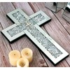 GIMORRTO Mirrored Cross Wall Decor - Crushed Diamond-Embedded Glass Mirror