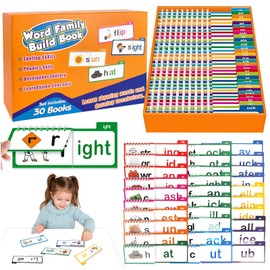 Audasi 30 Read and Rhyme Flip Books,Word Family Bulid Books Letter Sounds Flash Cards ABC Vocabulary Flash Cards Interactive Phonics Flip Book Educational Reading Games for Kids