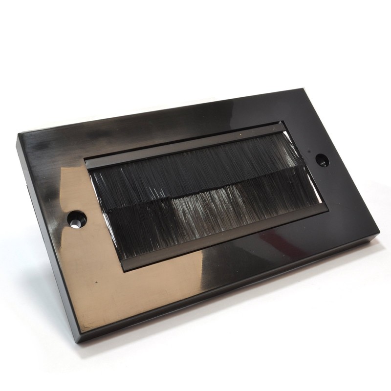 kenable Cable Entry/Exit Brush Faceplate for Wall Outlet UK Double