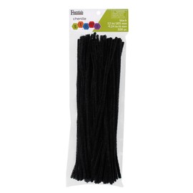 Essentials By Leisure Arts Chenille Stems Black 12" 6Mm 100Pc - Versatile Pipe Cleaners for Crafts, DIY Projects, and Decorations - Bright, Flexible Craft Pipe Cleaners