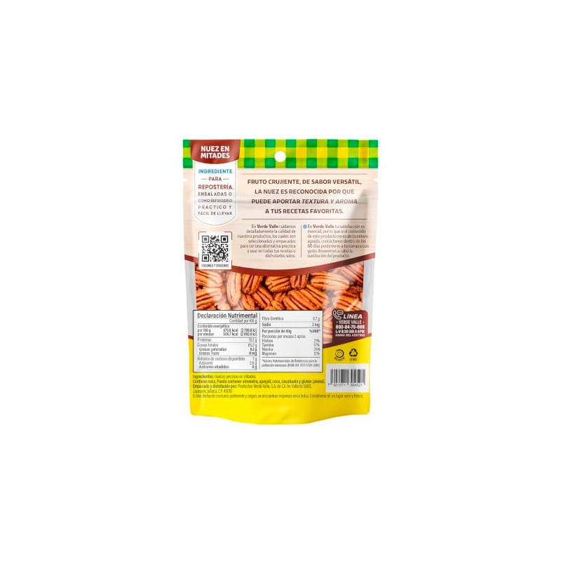 Verde Valle Nuez En Mitades - 75 g