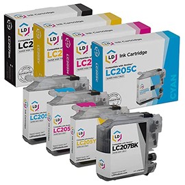 LD Compatible Ink Cartridge Replacement for Brother LC207 & LC205 Super High Yield (Black, Cyan, Magenta, Yellow, 4-Pack)
