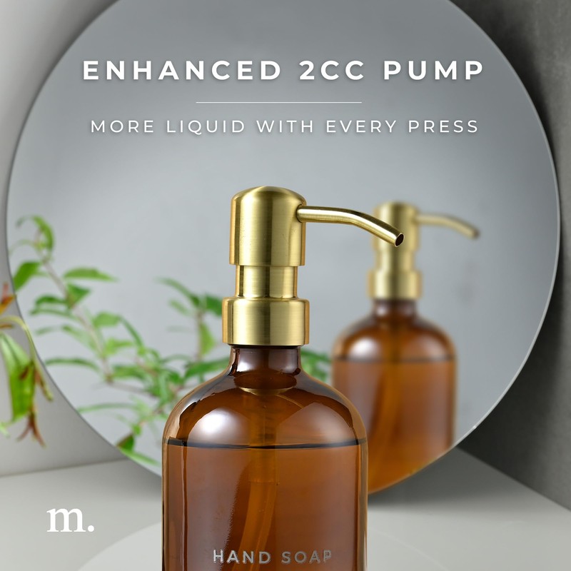 MaisoNovo Soap Dispenser 1-Piece Set | 16.9oz Amber Bottles with