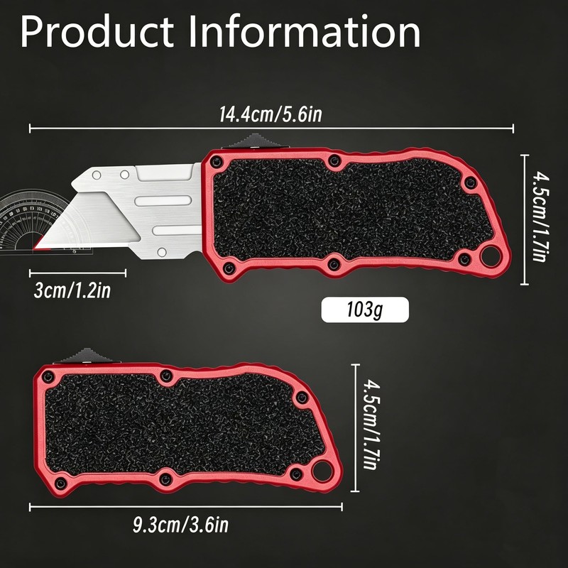 OTF Aluminum Alloy Utility Knife, Retractable Box Cutter, Heavy Duty