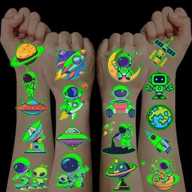 10 Sheets Space Children's Tattoos, Light Tattoos, Children's Tattoos, Party Bags, Children's Birthday Toy from 3 4 5 6 7 8 9 10 Years Boys Space Children's Birthday Planets Children Temporary Tattoos