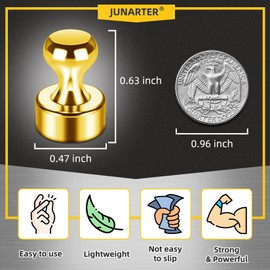 Junarter 12 Pack Magnetic Push Pins, Gold Fridge Magnets, Whiteboard Magnets, Refrigerator Magnets Strong, Dry Erase Board Magnets for Fridge, Whiteboard, Office, Classroom, Kitchen, Map