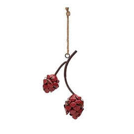 Creative Co-Op Metal Pinecones on Branch Wall Hanging, Brown and Red