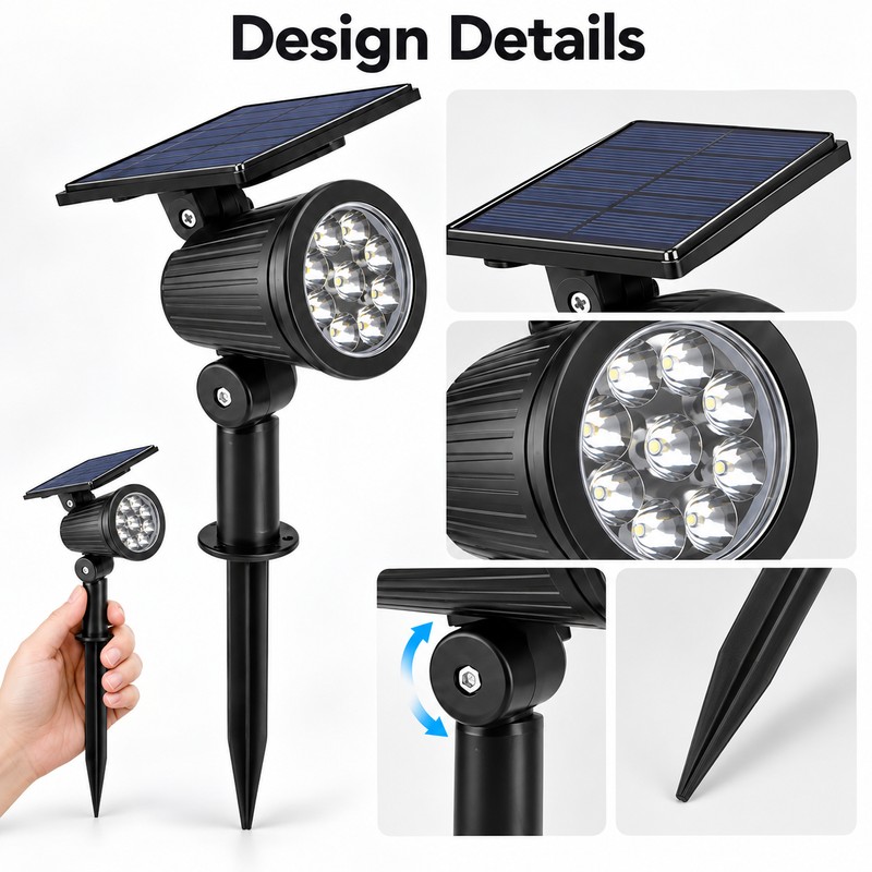 9 LED Solar Powered Garden Spotlight – Adjustable IP65 Waterproof