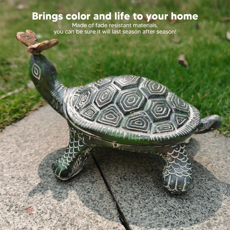 Turtle Butterfly Garden Statue Resin Fade Proof Weather Resistant Curious
