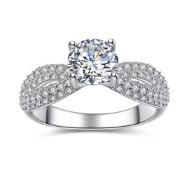 Mabella Cubic Zirconia Solitaire 925 Sterling Silver Infinite Love Ring for Women - 9