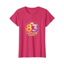 83 and Perfectly Created Birthday Gift for Seniors T-Shirt, Women, Red Heather