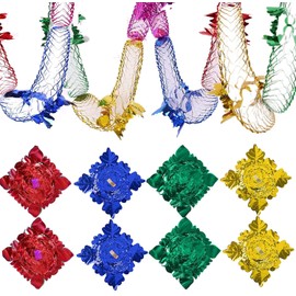 8pcs Christmas Hanging Decorations, Christmas Ceiling Garlands, Christmas Foil Garlands, Multi Coloured Garland, 9ft Christmas Hanging Decorations for Birthday Wedding Xmas Holiday Party Supplies